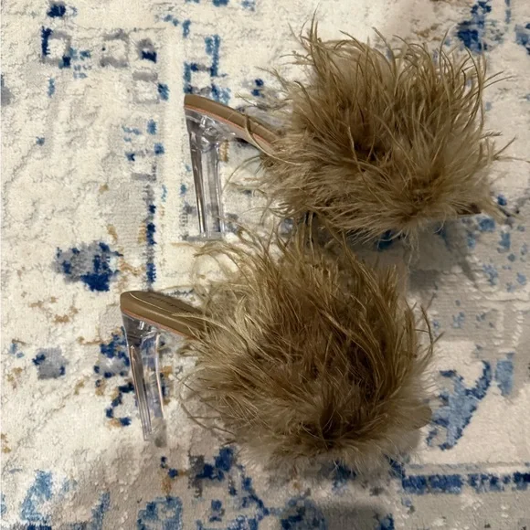 Jeffrey Campbell Brown/Taupe Feathered Heels - Picture 6 of 6